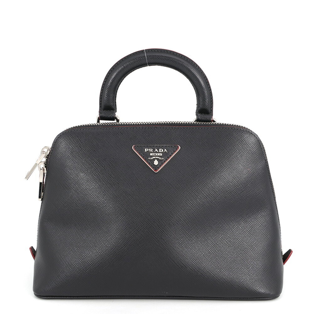Prada Triangle Backpack, Saffiano Leather, 1BZ003, 2-way, Black; Handbag; PRADA